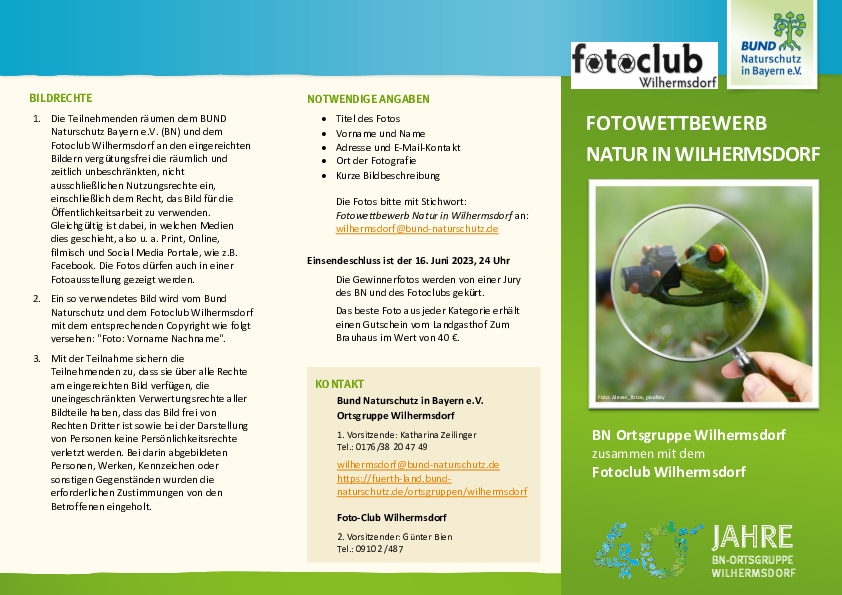 Flyer Fotowettbewerb Wilhermsdorf
