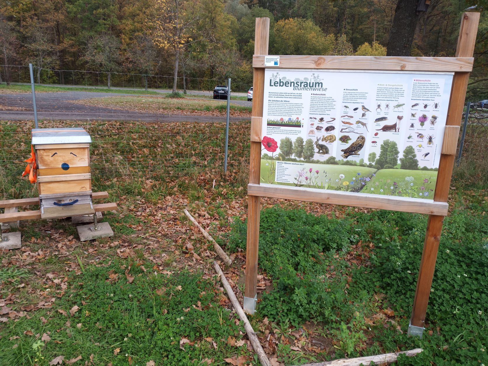 Bienenhaus und Lehrtafel