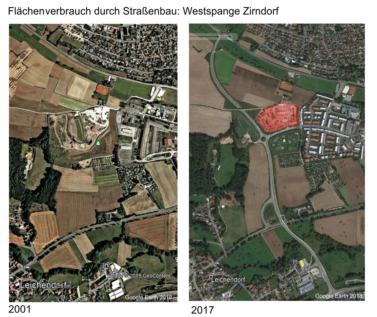 Flächenverbrauch und -zerschneidung Zirndorf Westspange